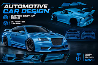 design custom car body kits, widebody kits, sports car parts stl for 3d printing