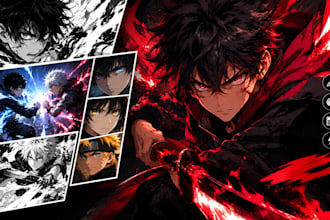 create action manga, epic fight scene, manga art, anime fight and comic art