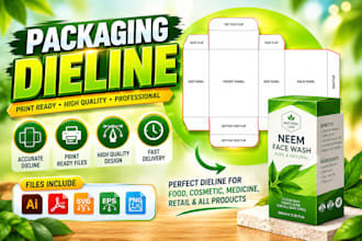 create dieline diecut 3d packaging box label design product template backpacking