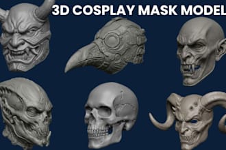 create custom 3d halloween cosplay mask, helmet, zbrush sculpt, 3d printable stl