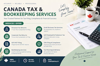 prepare canada tax returns, cra filing, corporate tax and bookkeeping