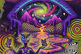 design retro psychedelic poster art