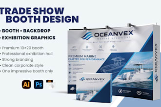 design trade show booth, exhibition stand, backdrop and large format graphics