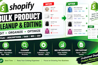 do shopify bulk product cleanup  editing titles descriptions SEO tags  CSV