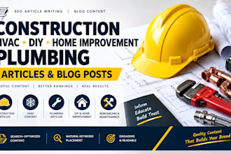 write construction, hvac , DIY, home improvement, plumbing article or blog post