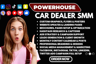 car dealership social media marketing flyer auto wash detailing rental repair ad