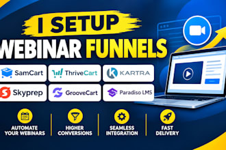 setup webina funels samcart thrivecart kartra skyprep groovecart paradiso lms