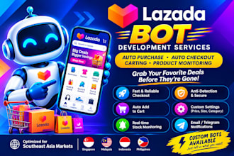 develop lazada bot pokemon centre bot auto purchase bot monitor bot target bot