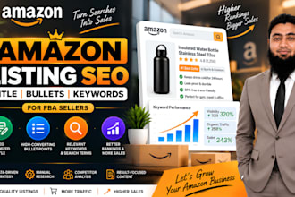 create and optimize amazon product listing with SEO keywords for fba sellers
