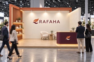 design a realistic 3d trade show booth and exhibition stand