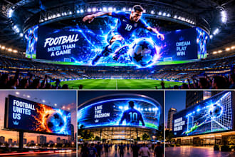 do led billboard advertising, stadium screen animation, ribbon board animation