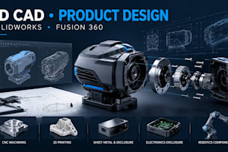 do 3d cad, product design, solidworks, fusion 360, electronics and robotics