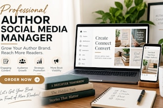 be your professional author social media manager and promote your book monthly