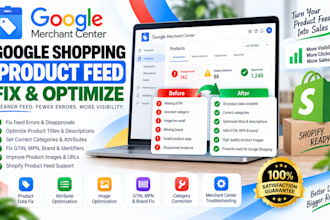 fix and optimize your shopify google shopping product feed