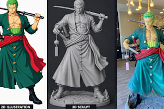 convert 2d image to 3d model, anime figurine 3d character stl for 3d printing