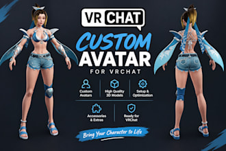 create a custom vrchat avatar 3d character for PC quest