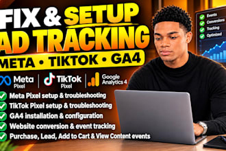 setup facebook ads tiktok ads fix meta pixel ga4 website pixel event tracking