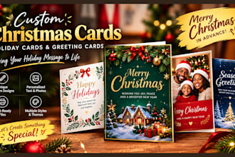 design custom christmas card, holiday card, and greating card