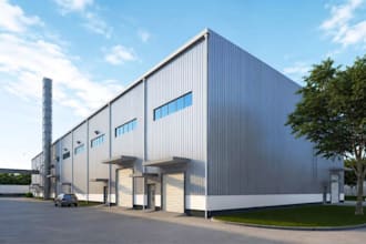 modern warehouse design,IT architecture,factory render,exterior rendering,2dplan