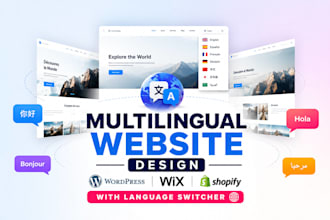 design a multilingual website on wordpress wix shopify with language switcher
