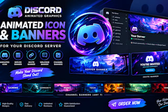 design discord animated icon sever banner channel banners