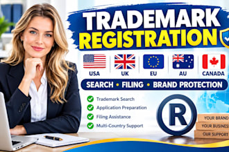 do trademark registration UK, USA, eu, australia, canada and search
