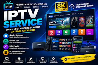 offer quality restream, live TV app, m3u playlist, 8k server with panel