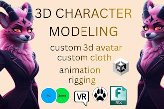 create 3d modeling and furry avatar texturing