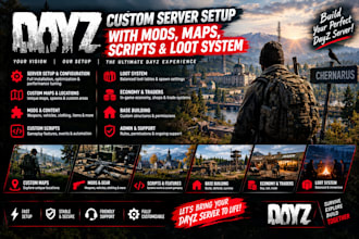 build and setup a custom dayz server with mods, maps, scripts and loot system