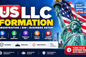 do llc formation, llc registration, in wyoming, new mexico, montana USA with ein