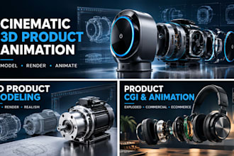 do cinematic 3d product animation, 3d modeling, rendering and product ads