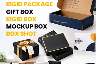 make mailer box, gift box, rigid package, rigid box, mockup box and box shot