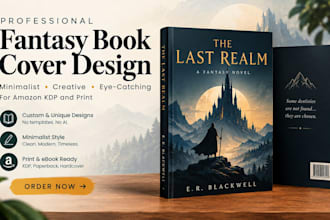 design and redesign a minimalist fantasy book cover for amazon KDP and print