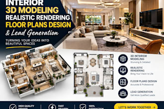 interior 3d modeling realistic rendering floor plans design lead generation