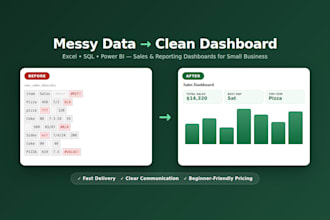 professionally tranform messy data into dashboards