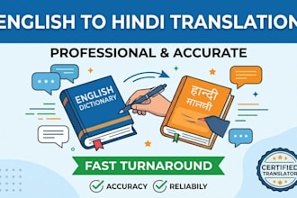 translate english to hindi manually with fast delivery 24h