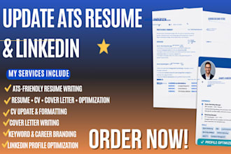 write, update ats resumes, CV, cover letter and  linkedin profile optimization