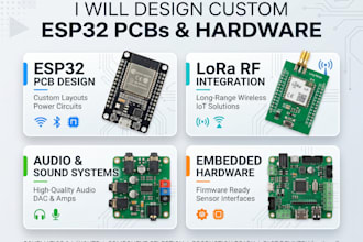 design custom esp32 pcb, lora rf, audio and embedded hardware