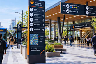 design 3d wayfinding signage and transit hub concepts and transit hub design