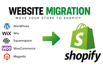 migrate wordpress to shopify, wix website to shopify or squarespace to shopify