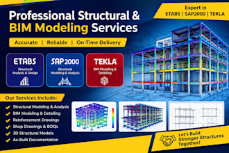 structural analysis and design by etabs sap2000 safe staad tekla structure revit