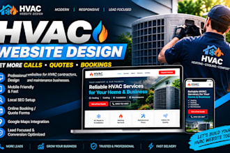 design hvac contractor website heating cooling ac repair service solar website