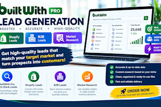 deliver builtwith pro lead generation, shopify leads, market research, b2b leads
