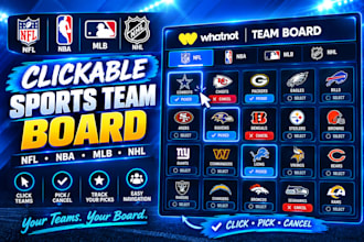 create an interactive clickable obs overlays, whatnot team boards