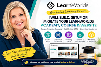 setup or migrate learnworlds academy, courses, website, lms and curriculum