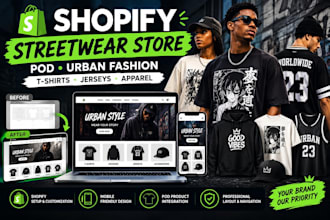 create shopify streetwear etsy anime jersey pod urban streetwear t shirt store