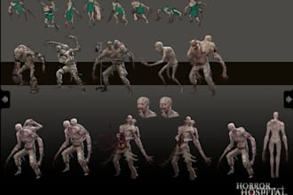 create terrifying horror game with monsters, jump scares