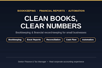 organize your bookkeeping, financial records and excel reports