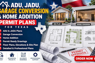 do adu and jadu permit drawings, home addition and garage conversion plans in tx