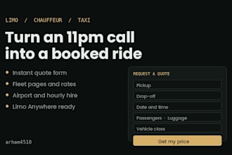 design a limo website, chauffeur website, taxi booking and car rental site